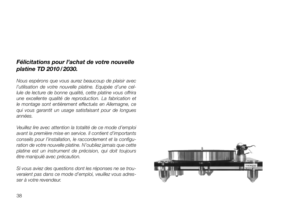 THORENS TD 2030 User Manual | Page 38 / 56