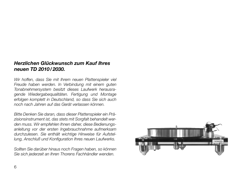THORENS TD 2030 User Manual | Page 6 / 56