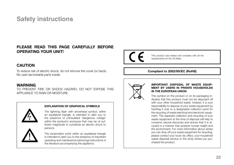 Safety instructions | THORENS TD 2015 User Manual | Page 23 / 56