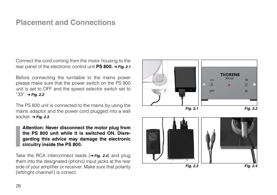 Placement and connections | THORENS TD 2015 User Manual | Page 26 / 56