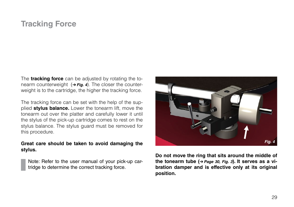 Tracking force | THORENS TD 2015 User Manual | Page 29 / 56