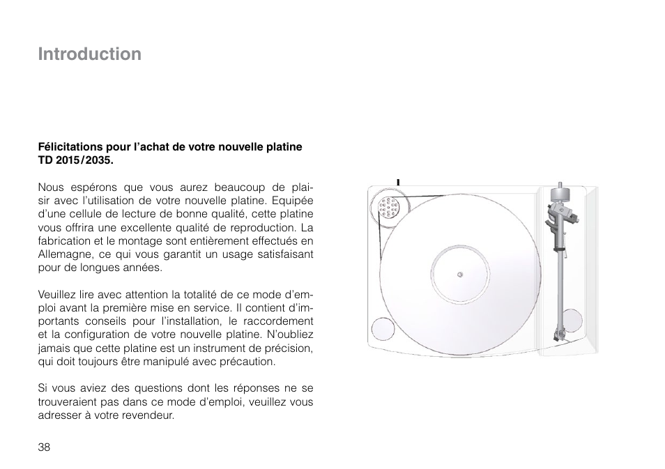 Introduction | THORENS TD 2015 User Manual | Page 38 / 56