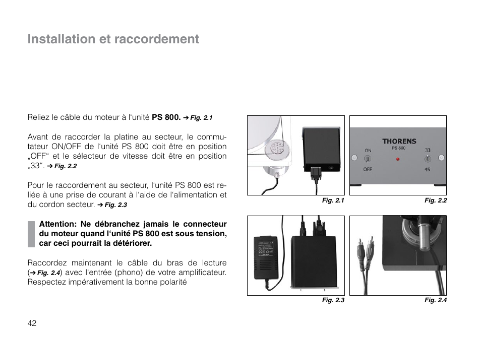 Installation et raccordement | THORENS TD 2015 User Manual | Page 42 / 56