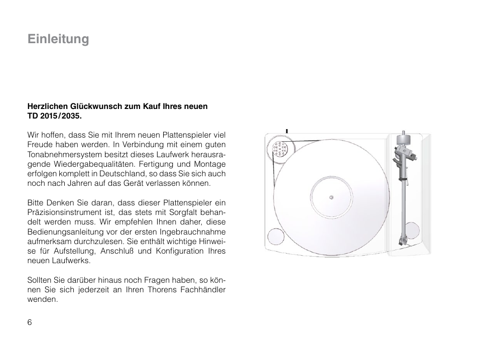 Einleitung | THORENS TD 2015 User Manual | Page 6 / 56