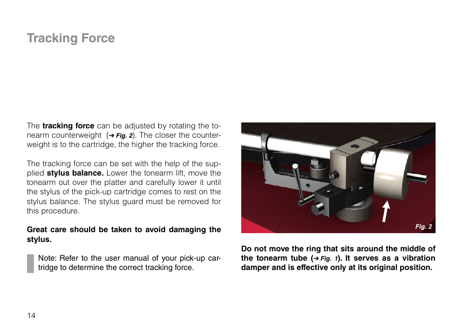 Tracking force | THORENS TP 92 User Manual | Page 14 / 28