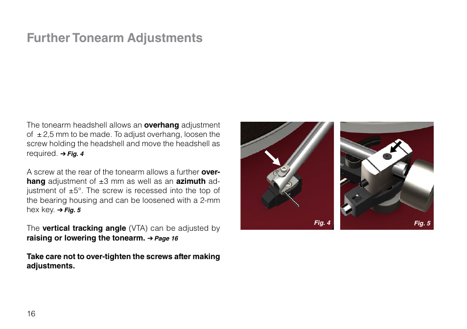 Further tonearm adjustments | THORENS TP 92 User Manual | Page 16 / 28