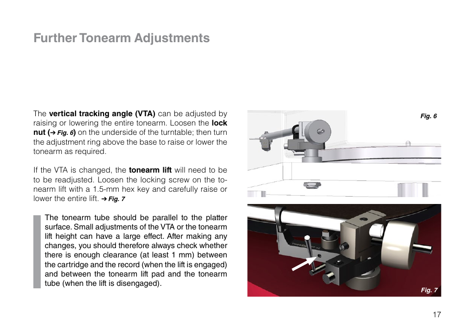 Further tonearm adjustments | THORENS TP 92 User Manual | Page 17 / 28