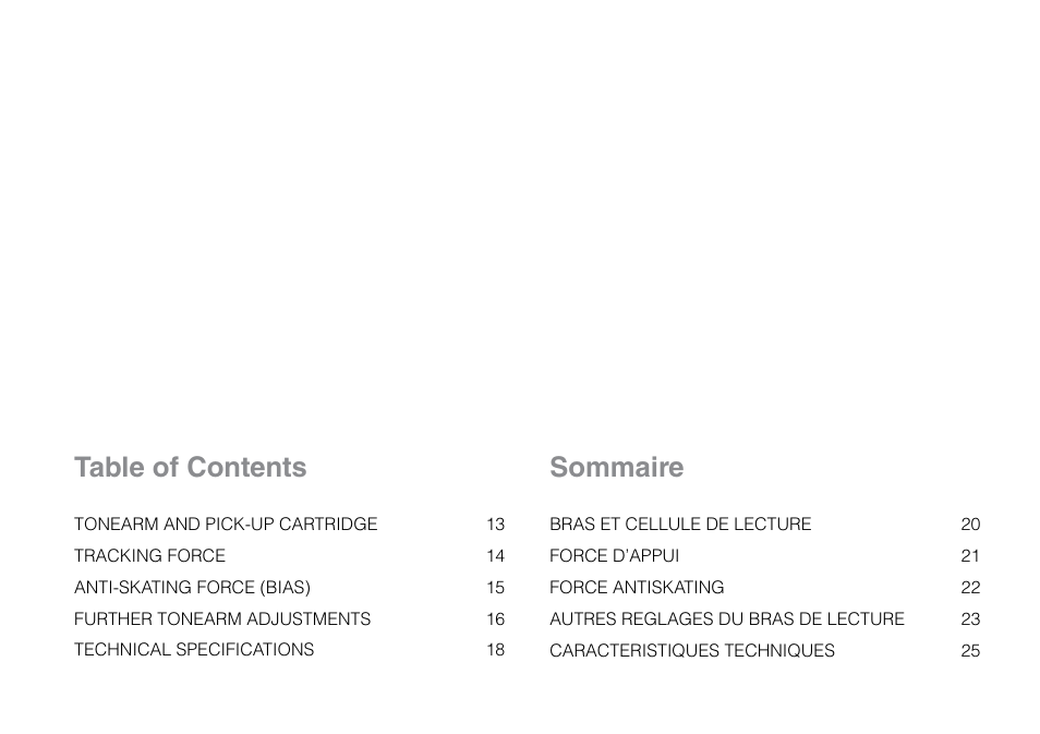 Table of contents sommaire | THORENS TP 92 User Manual | Page 5 / 28