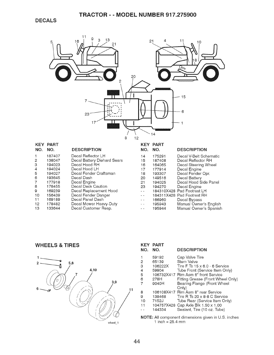 Key part | Craftsman 917.275900 User Manual | Page 44 / 60