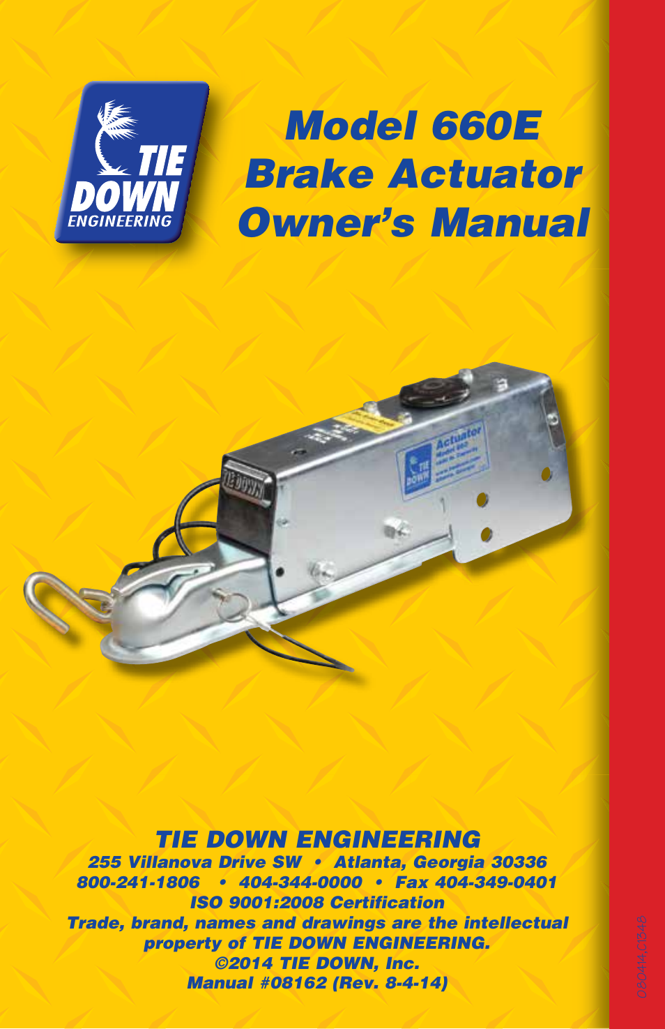 Model 660e brake actuator owner’s manual | Tie Down 660E User Manual | Page 16 / 16