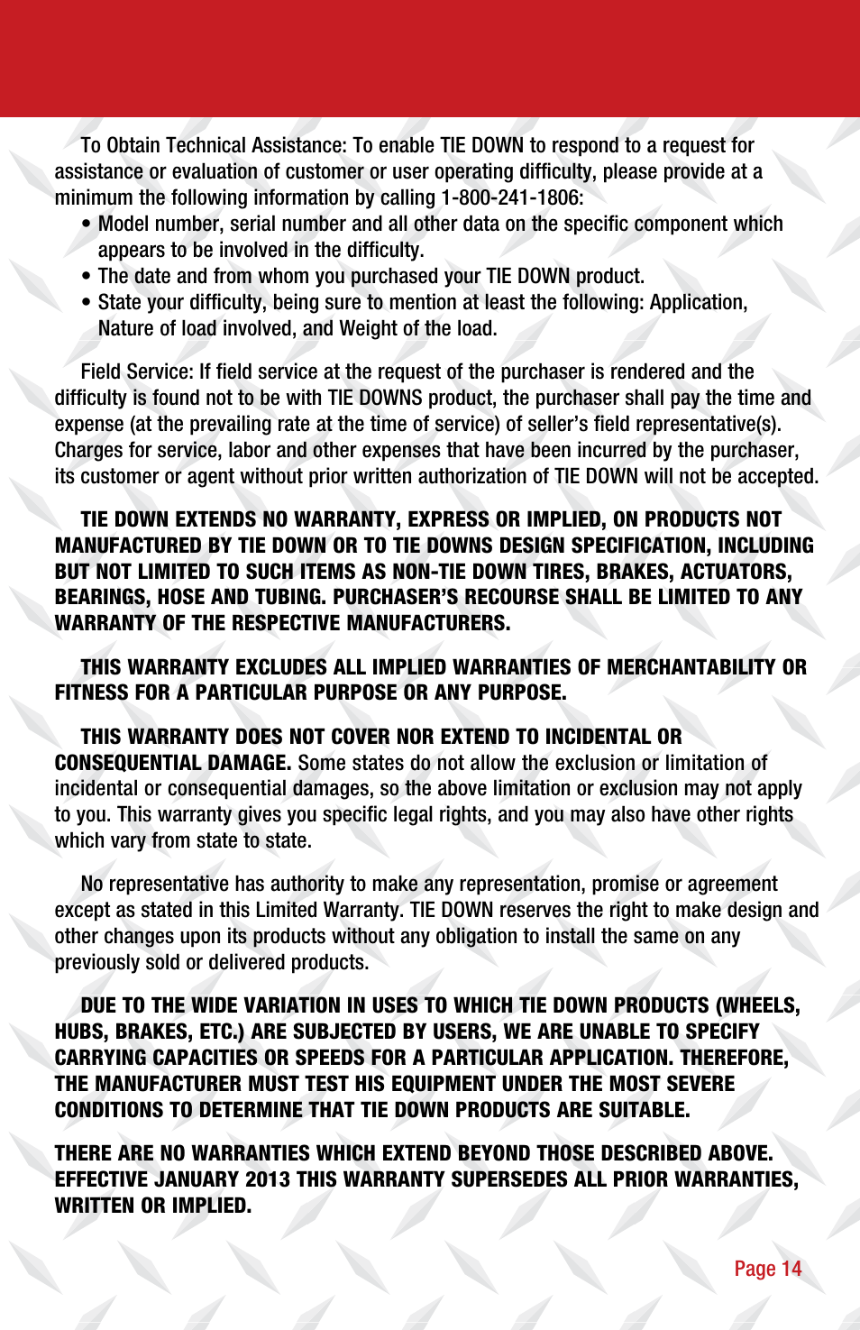 Tie Down 750E User Manual | Page 15 / 16