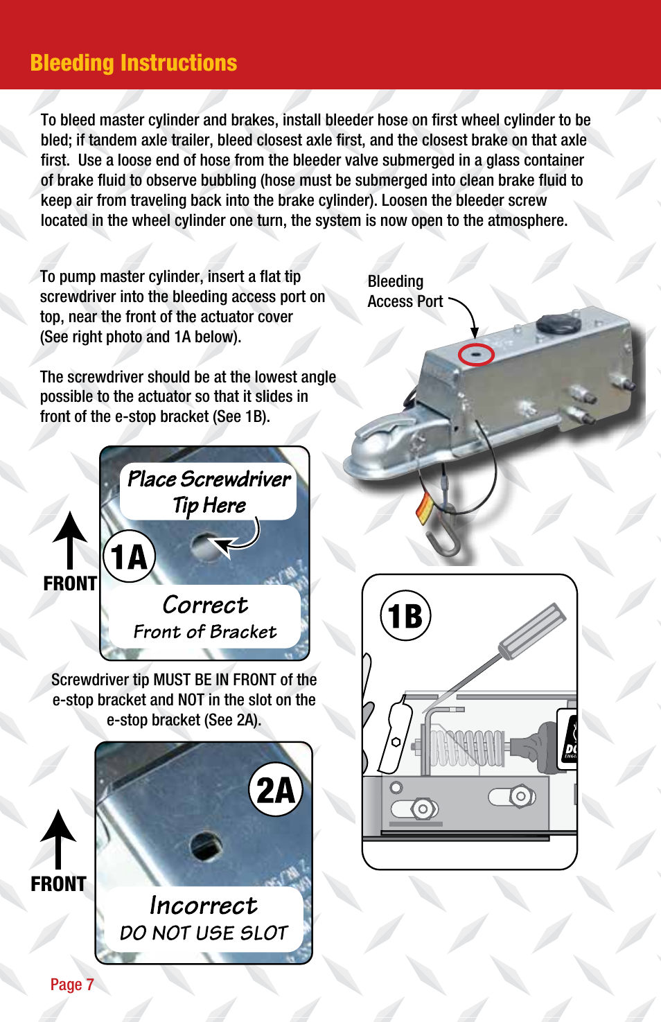 Bleeding instructions | Tie Down 750E User Manual | Page 8 / 16