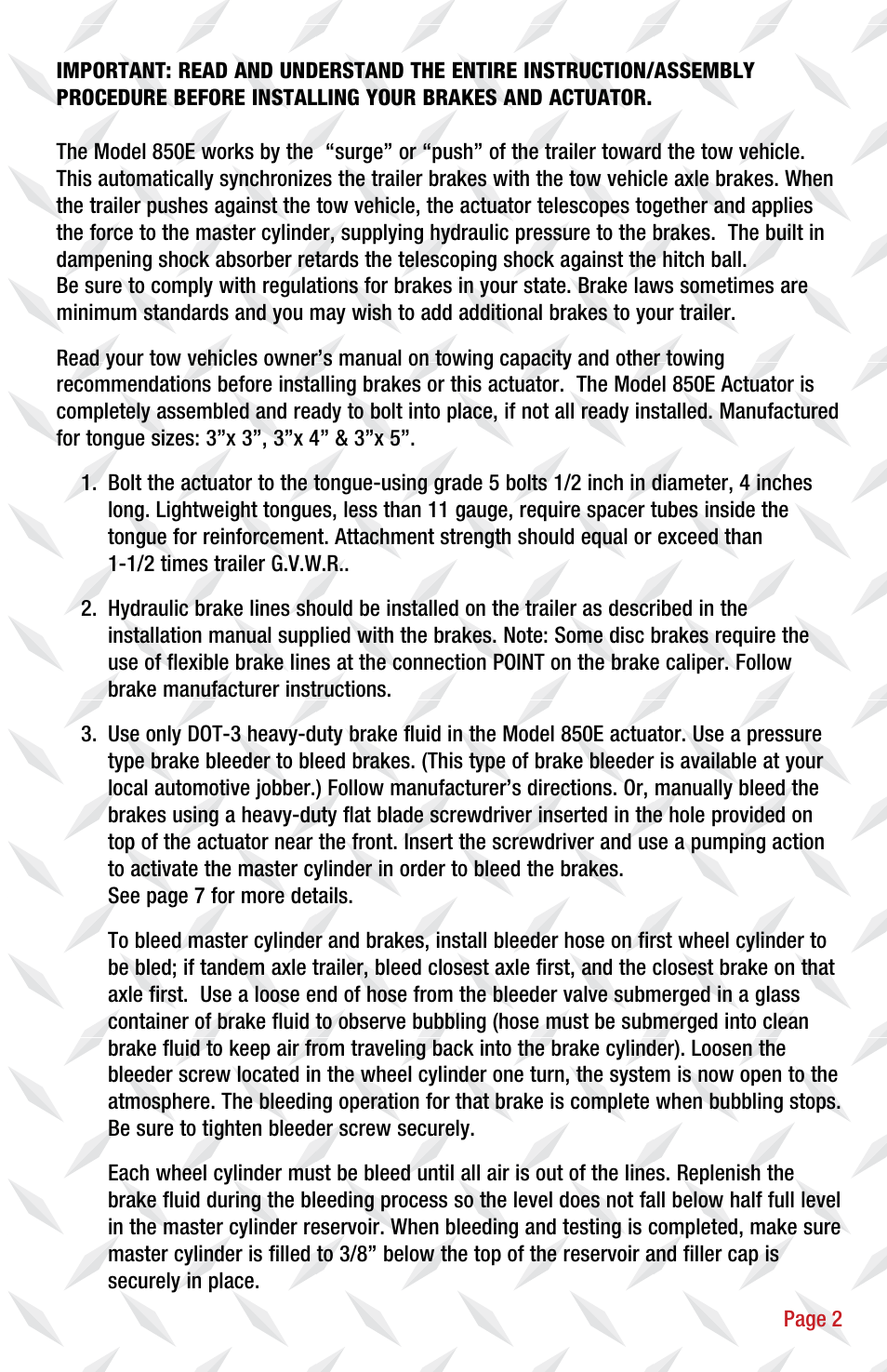 Tie Down 850E User Manual | Page 3 / 16