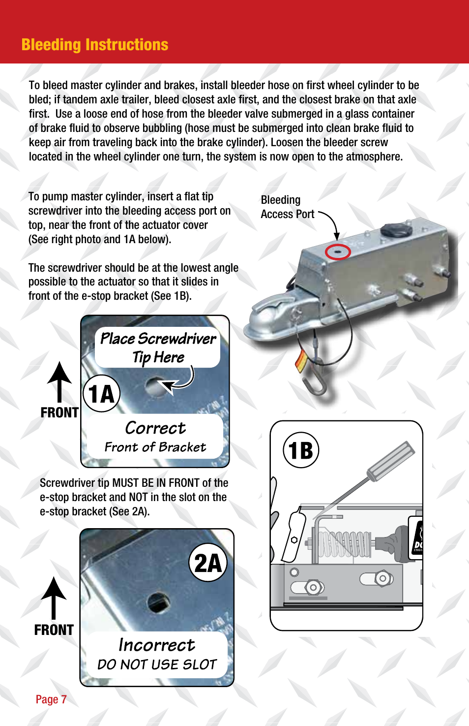 Bleeding instructions | Tie Down 850E User Manual | Page 8 / 16