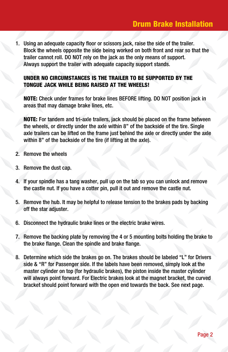 Drum brake installation | Tie Down Drum Brakes User Manual | Page 3 / 12