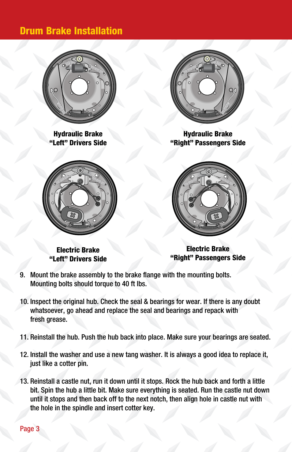 Drum brake installation | Tie Down Drum Brakes User Manual | Page 4 / 12