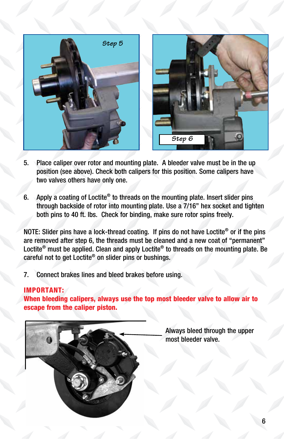 Tie Down Eliminator Vented Disc Brakes User Manual | Page 7 / 12