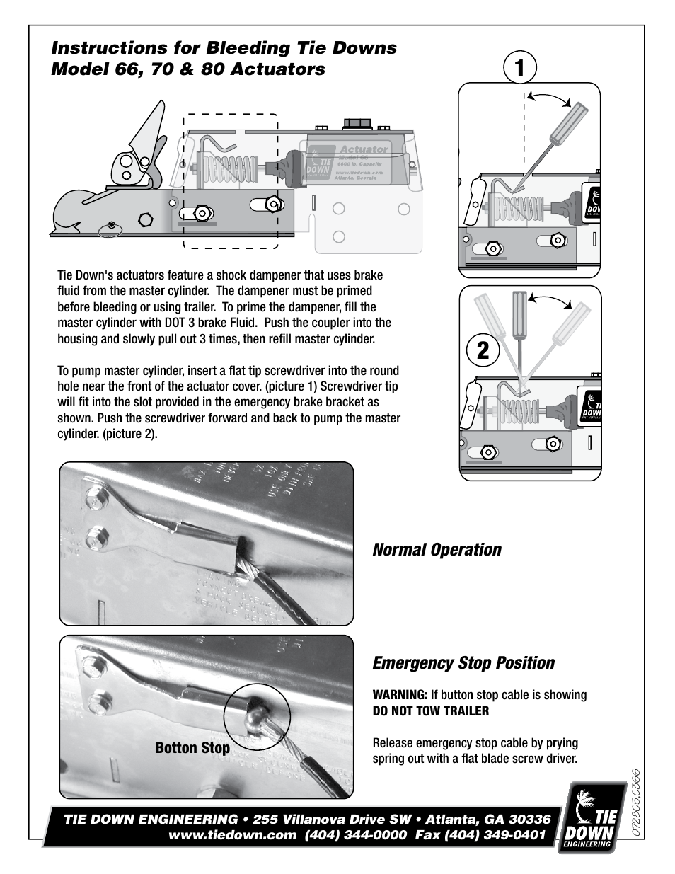 Tie Down 66 Actuator For Serial #16020 and above User Manual | Page 7 / 8