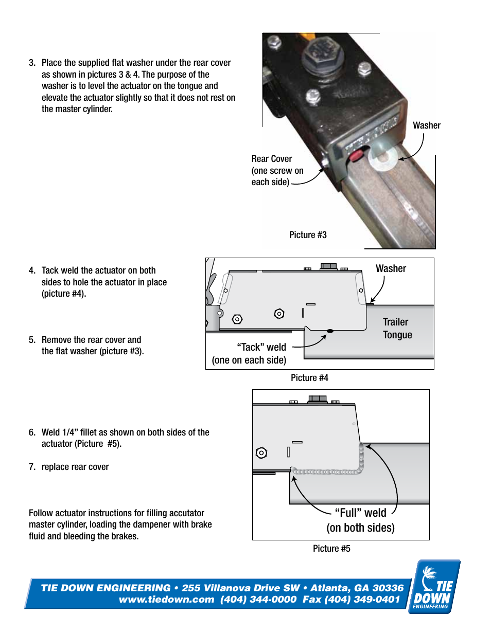 Tie Down 80 Weld-On Actuators User Manual | Page 2 / 2
