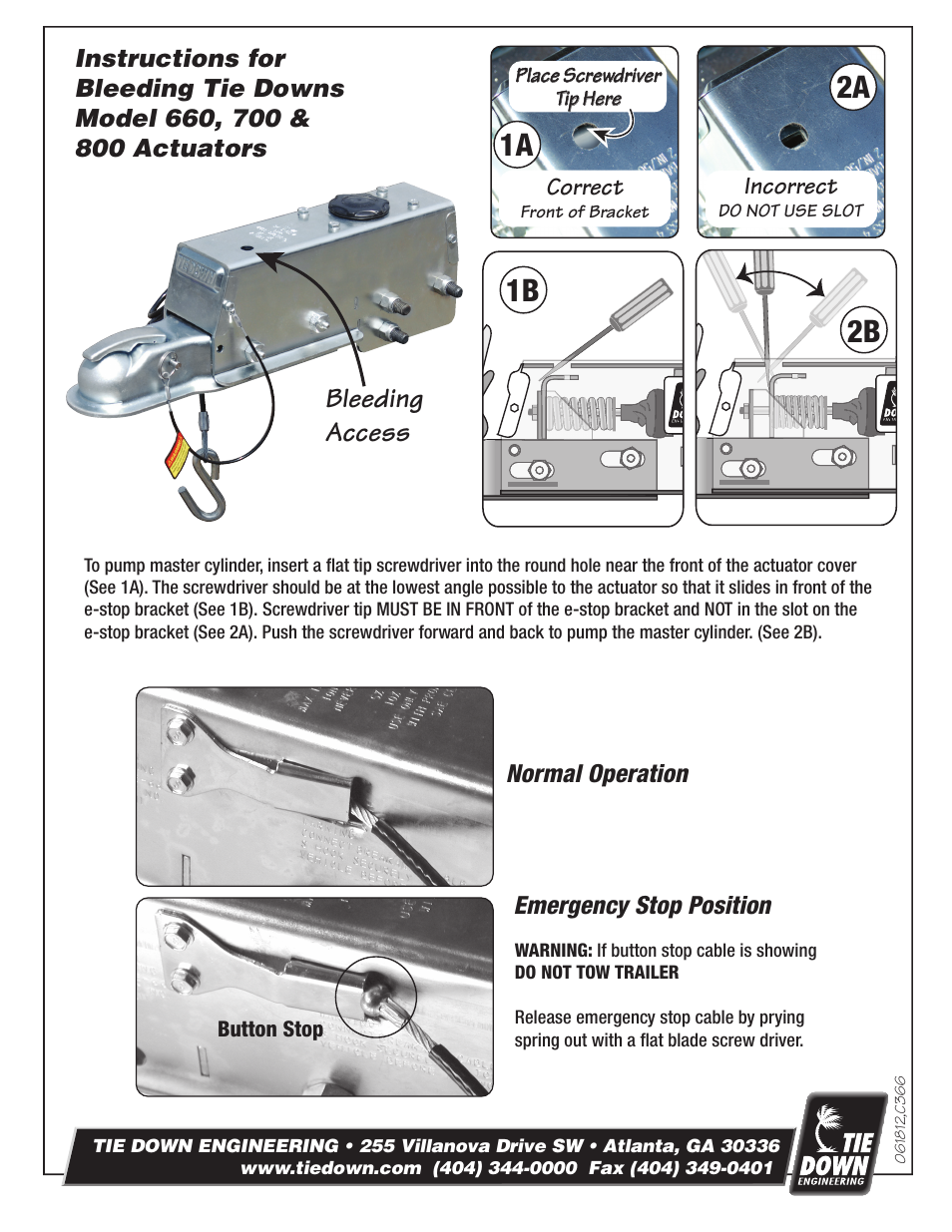 1b 1a, 2b 2a, Bleeding access | Tie Down 700 Brake Actuator User Manual | Page 8 / 8