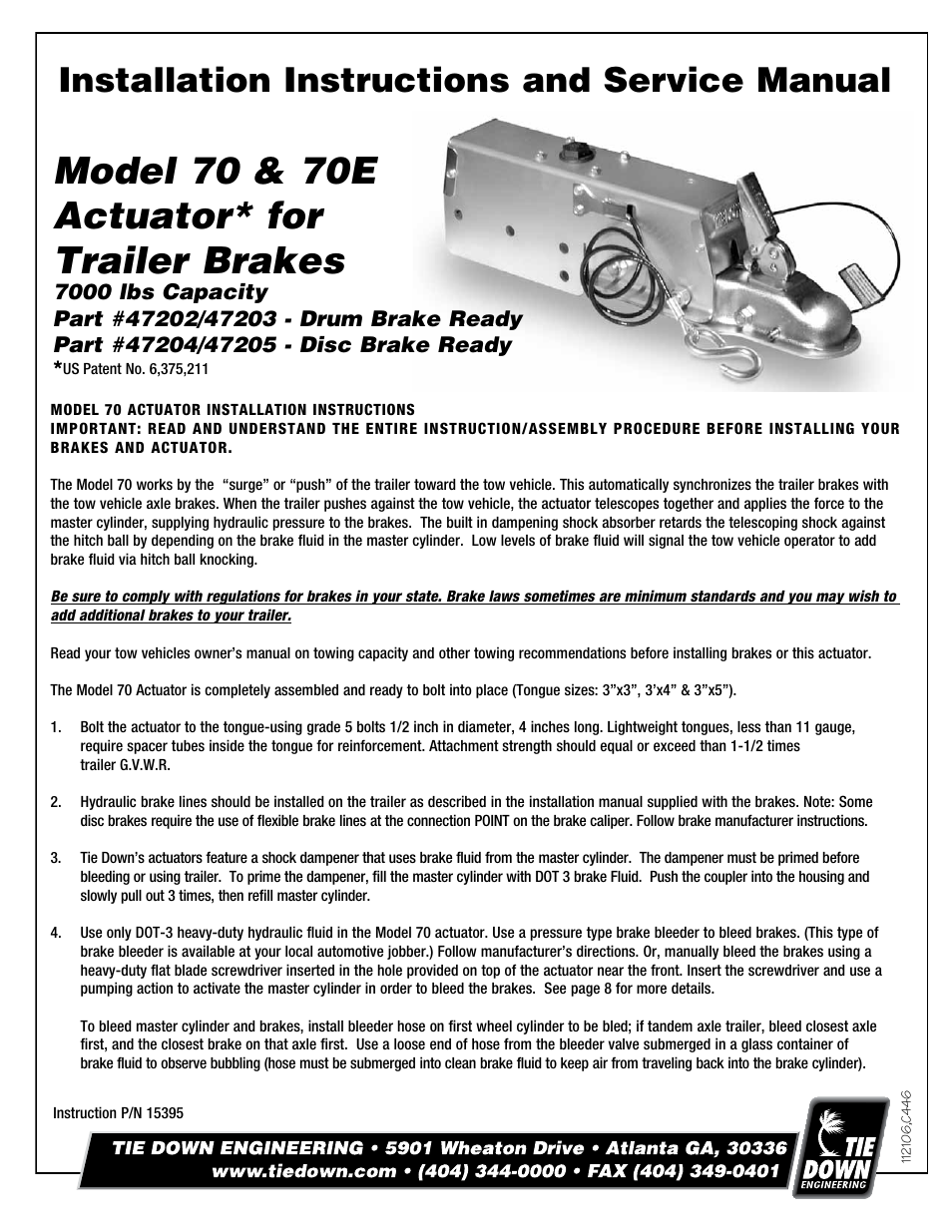 Tie Down 70E User Manual | 8 pages