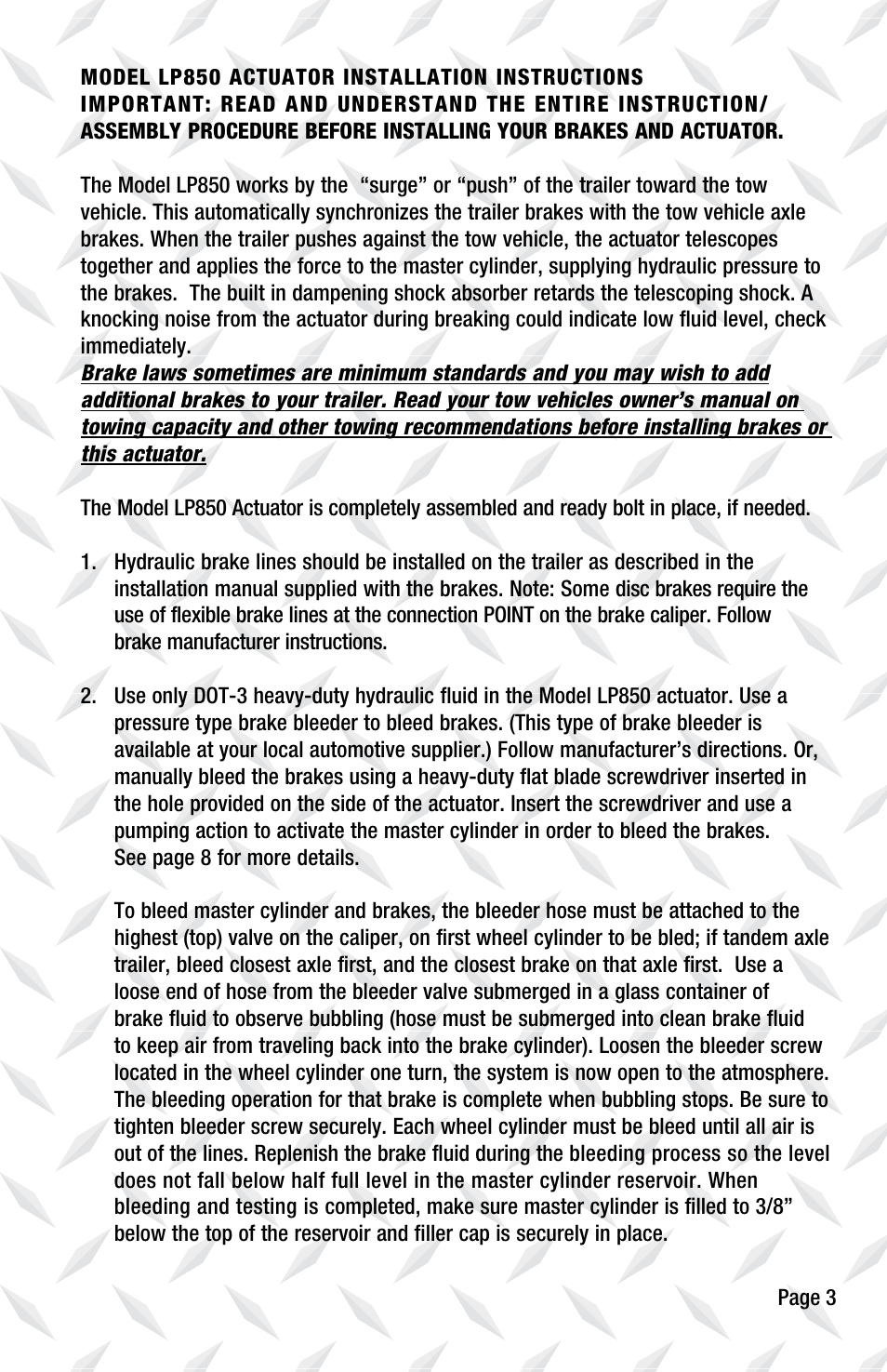 Tie Down LP850 User Manual | Page 3 / 16