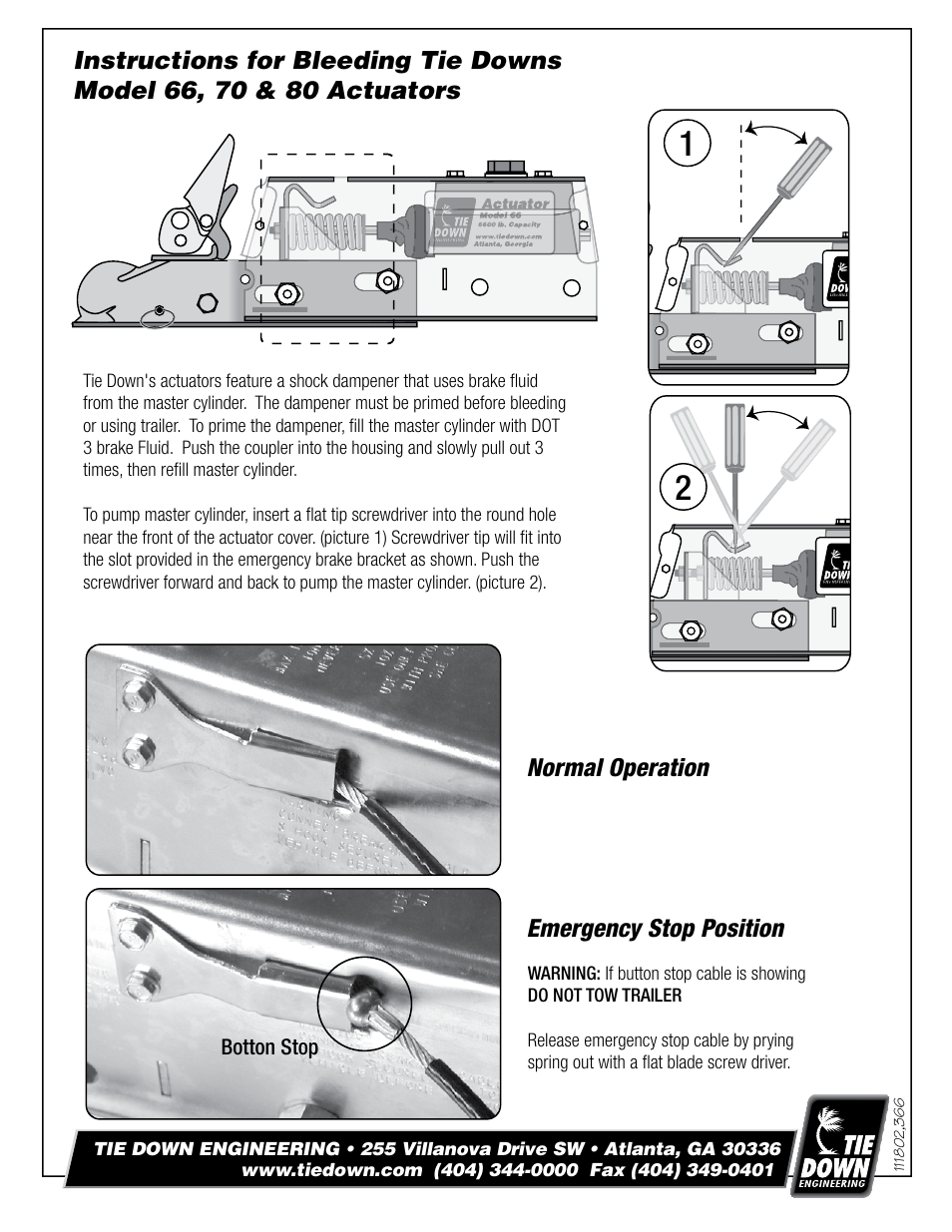 Tie Down 85E Actuator User Manual | Page 8 / 8