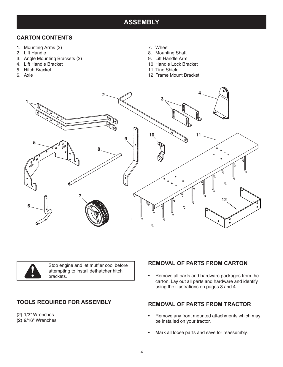 Assembly | Craftsman TINE DETHATCHER 486.24312 User Manual | Page 4 / 12