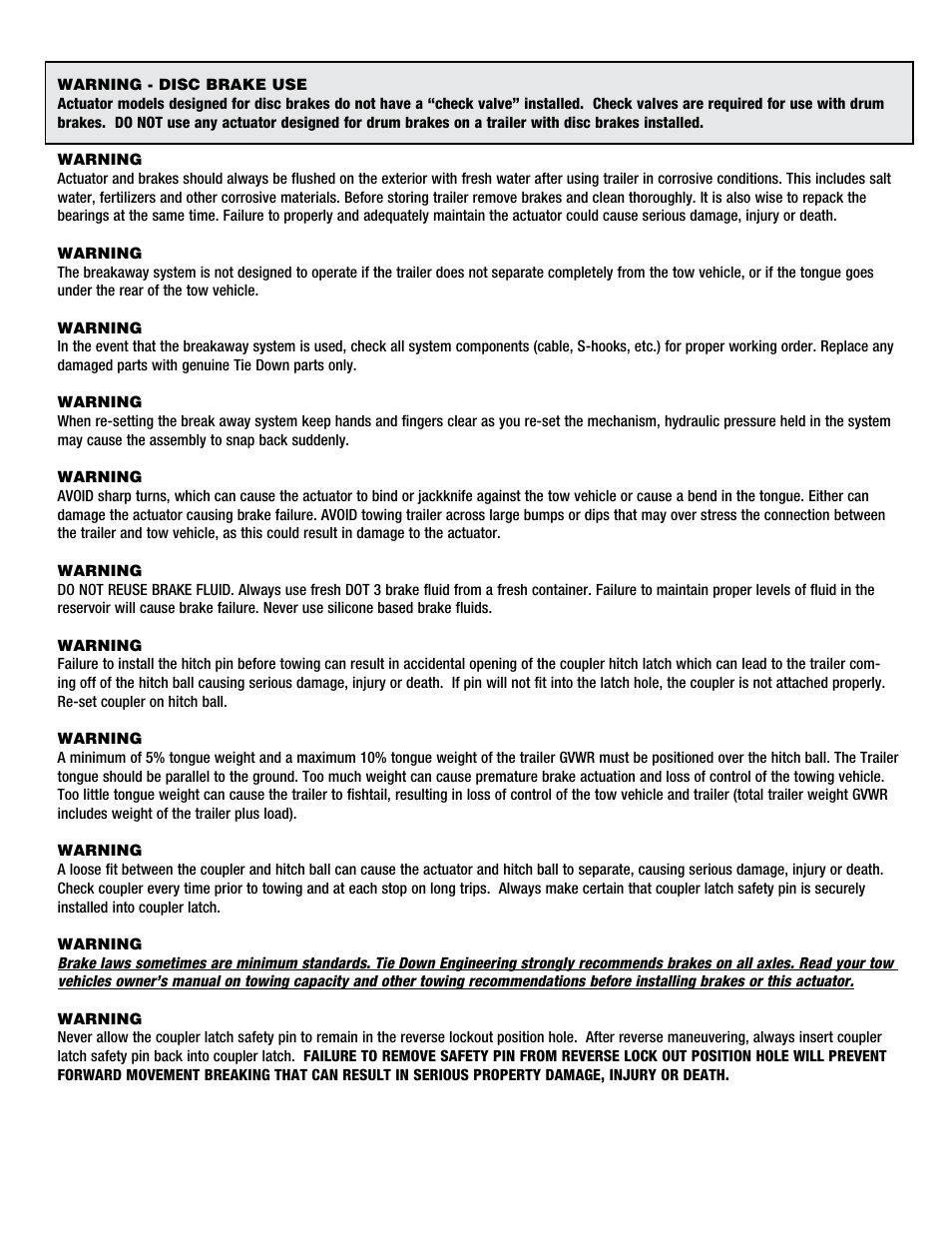 Tie Down 125 Alien Actuator User Manual | Page 3 / 8