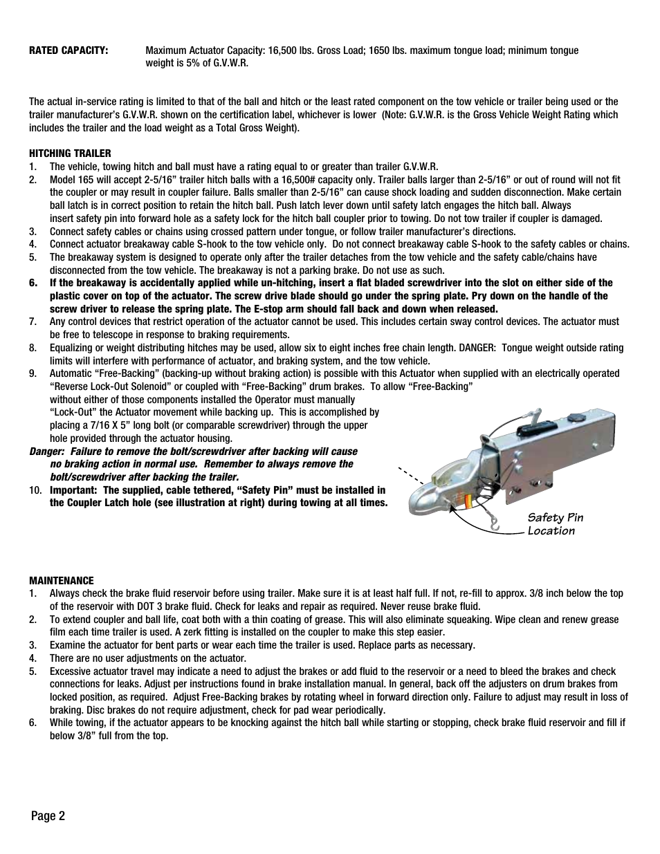 Tie Down 165 Raptor Actuator User Manual | Page 2 / 8