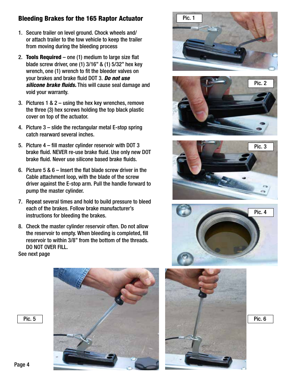 Tie Down 165 Raptor Actuator User Manual | Page 4 / 8