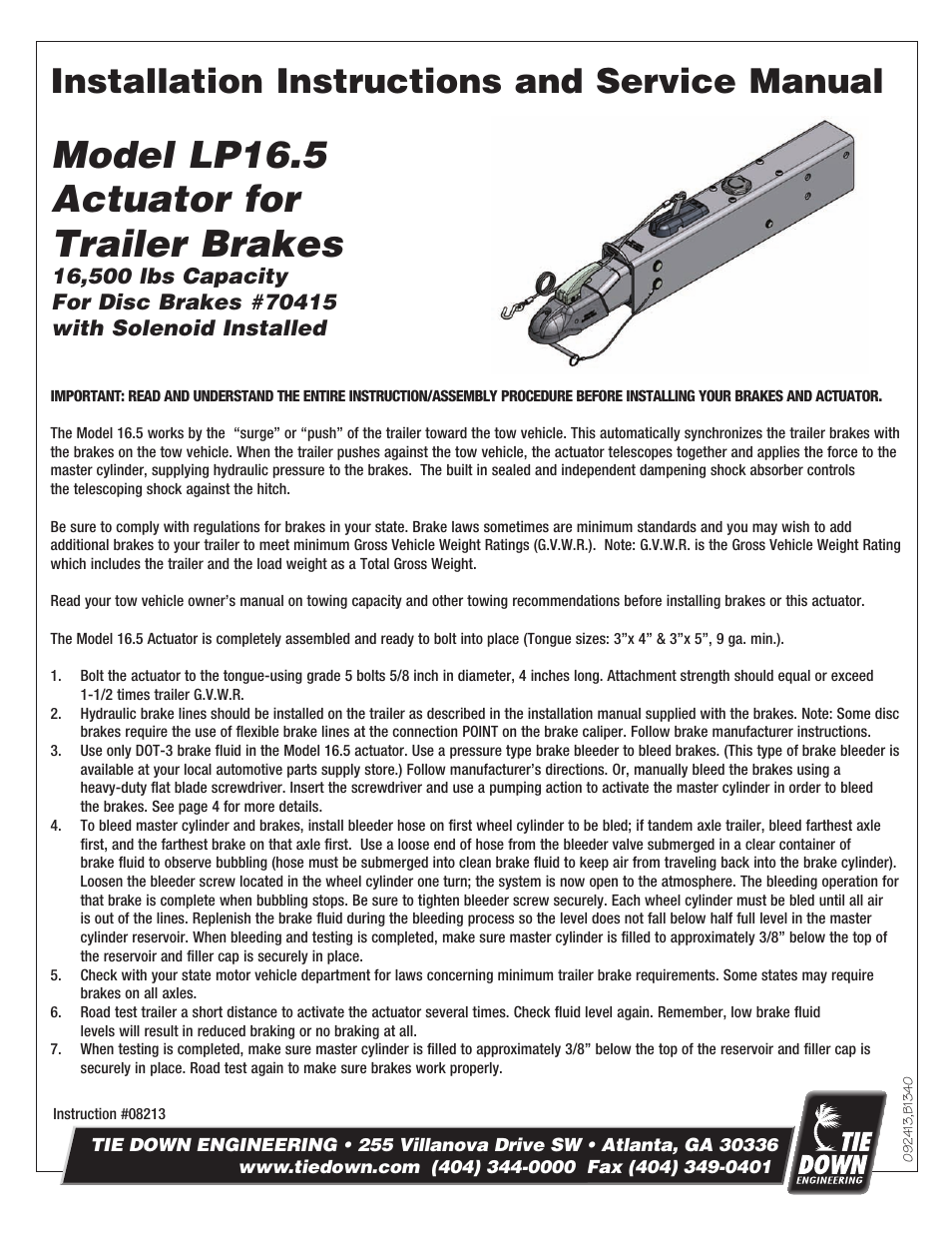 Tie Down LP16.5 User Manual | 8 pages