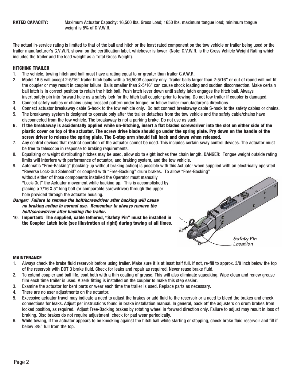 Tie Down LP16.5 User Manual | Page 2 / 8