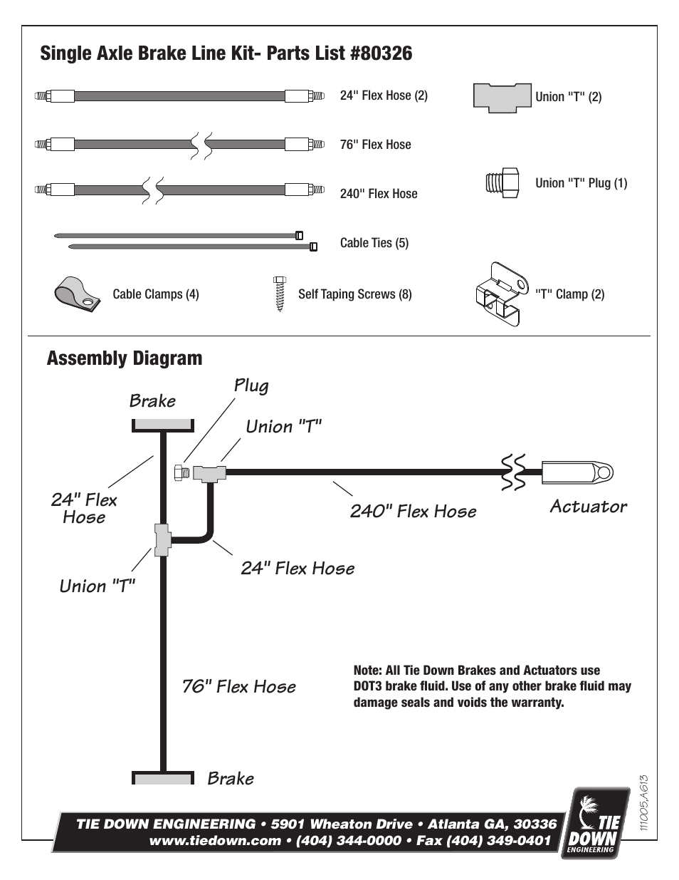 Tie Down Brake Line Kit for Single Axles User Manual | Page 2 / 2
