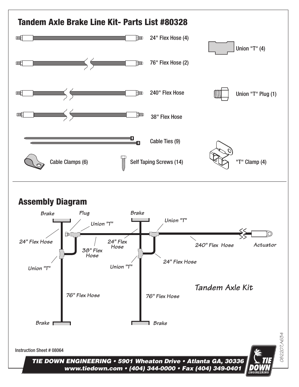 Tandem axle kit | Tie Down Brake Line Kit for Tandem Axles User Manual | Page 2 / 2