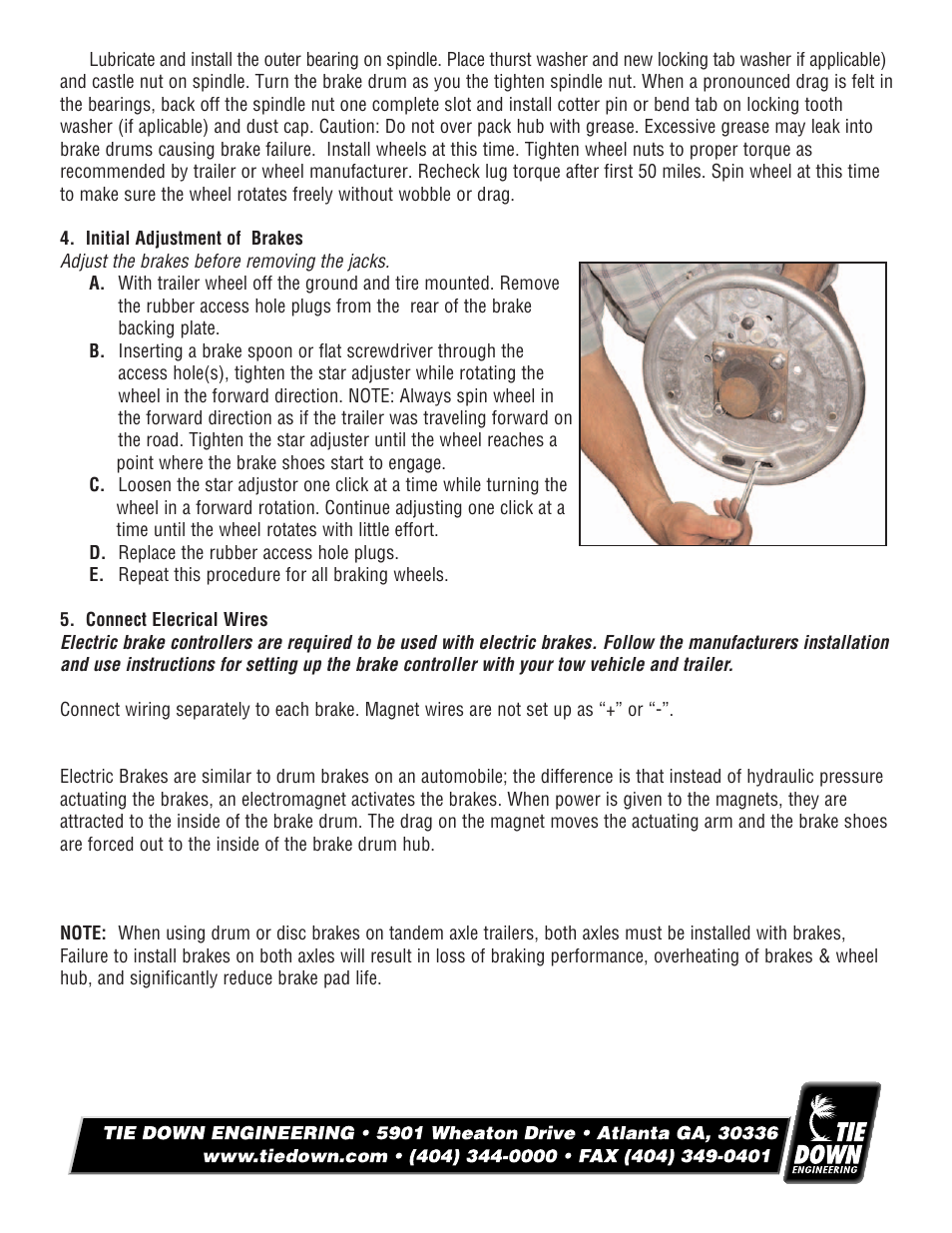 Tie Down Drum Brake Kit for Electric Brakes User Manual | Page 2 / 4