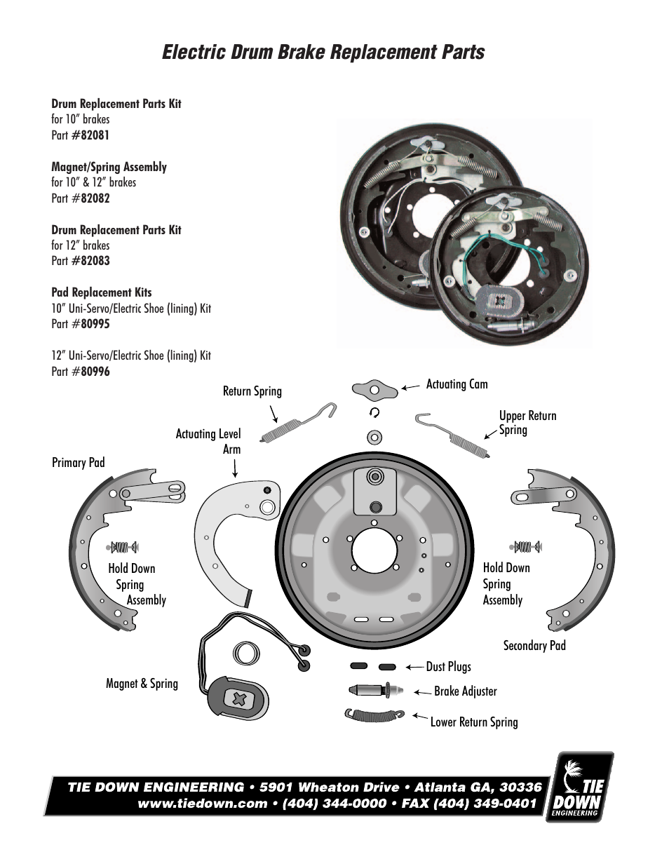Electric drum brake replacement parts | Tie Down Drum Brake Kit for Electric Brakes User Manual | Page 4 / 4