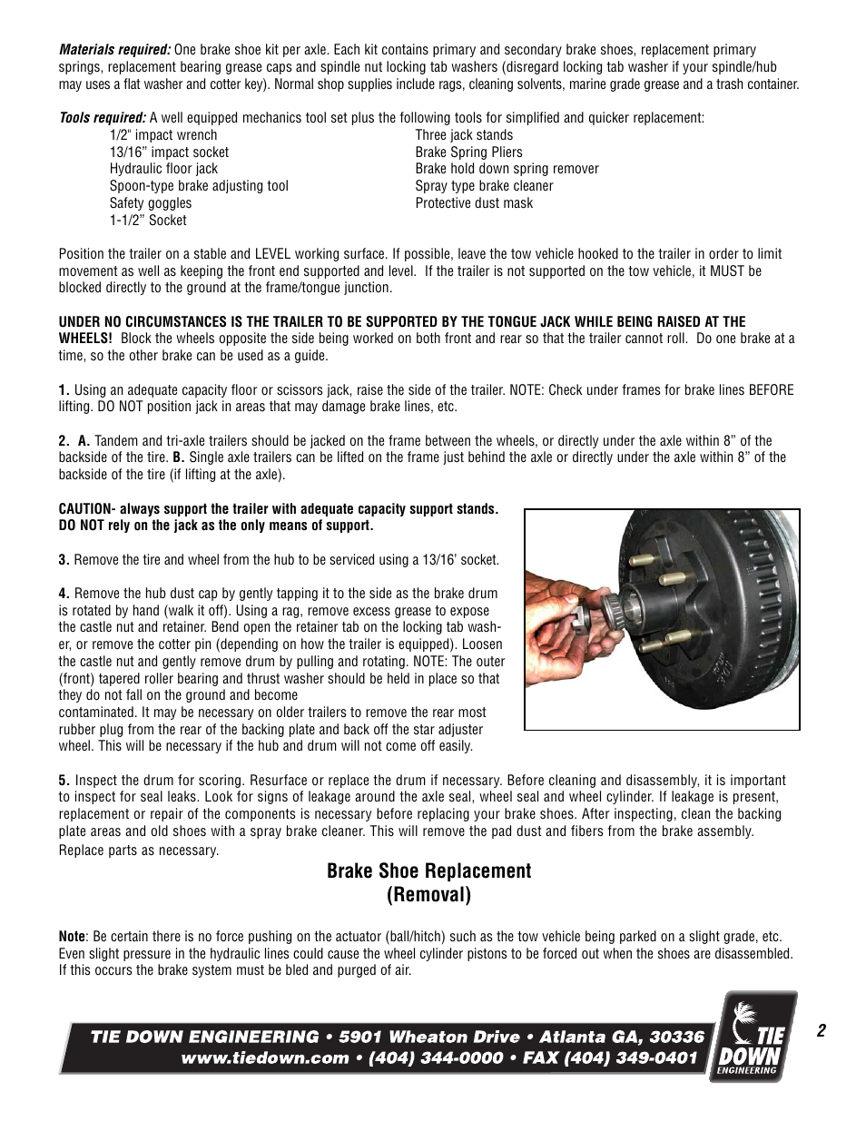 Brake shoe replacement (removal) | Tie Down Replacement Brake Shoes User Manual | Page 2 / 4