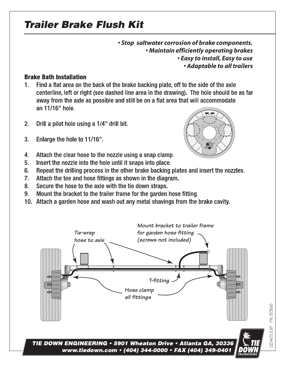 Tie Down Trailer Brake Flush Kit User Manual | 1 page