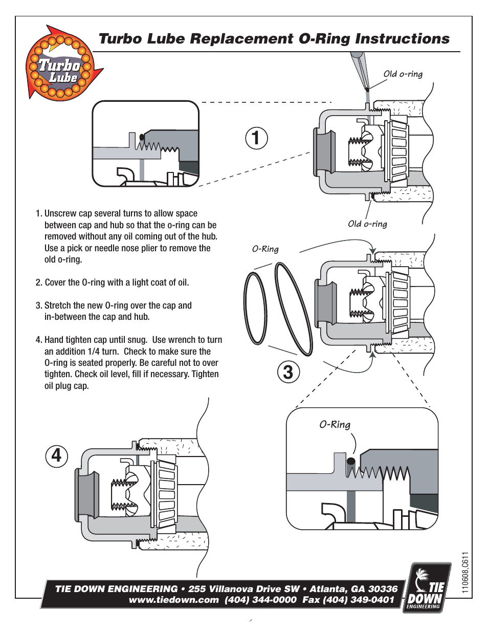 Tie Down Turbo Lube Replacement O-Ring User Manual | 1 page