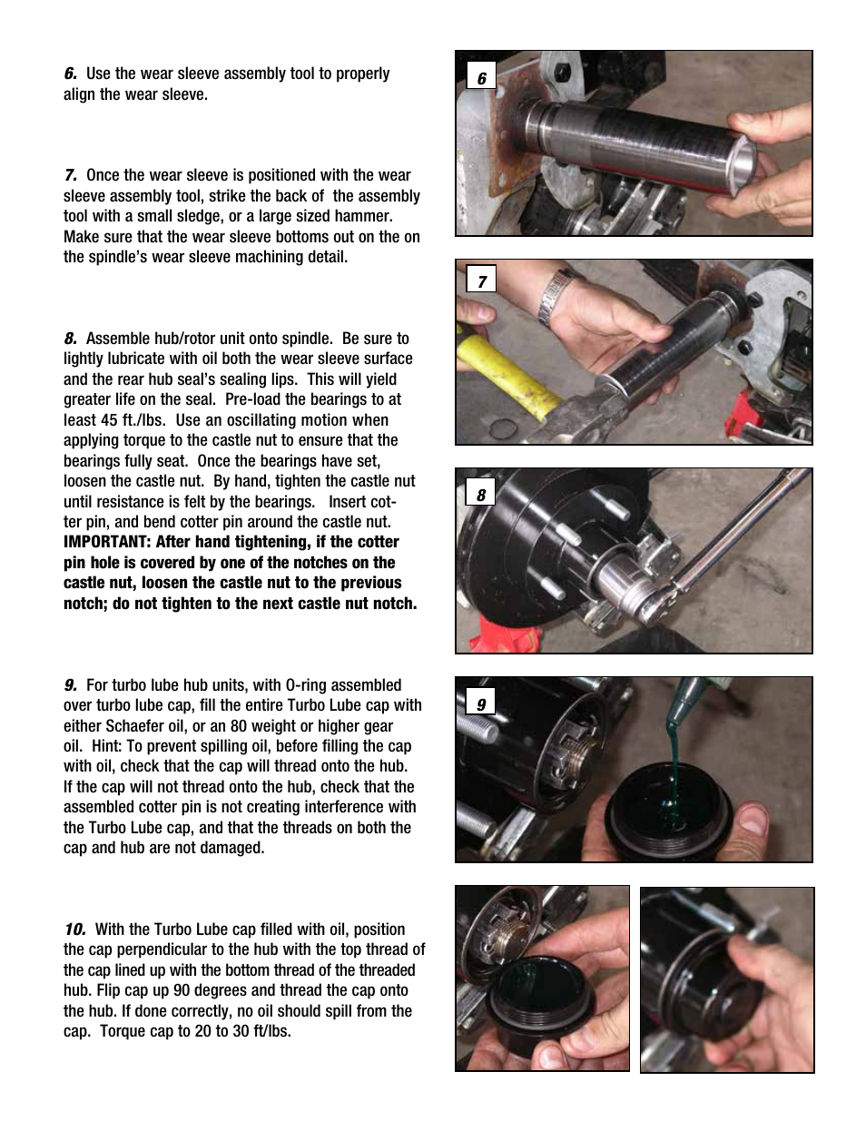 Tie Down Spindles Procedure for Removing and Replacing Spindle Wear Sleeves User Manual | Page 2 / 2