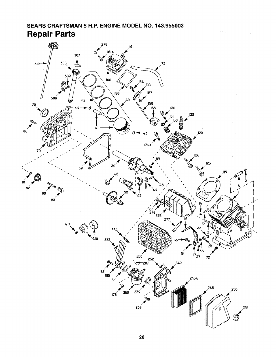 Ropdir psrts | Craftsman 247.795850 User Manual | Page 20 / 42