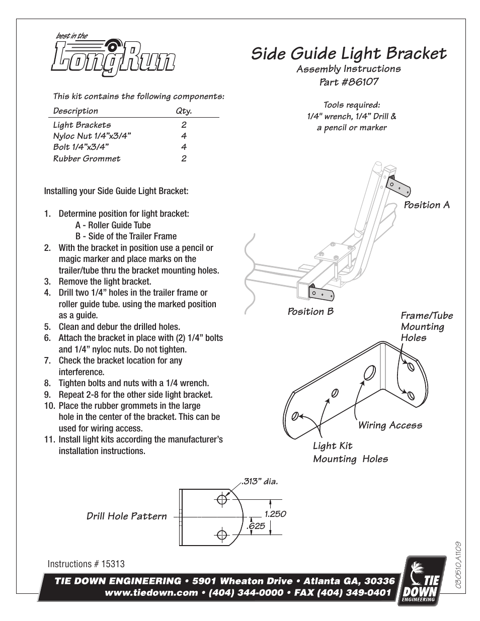 Tie Down 86107 User Manual | 1 page