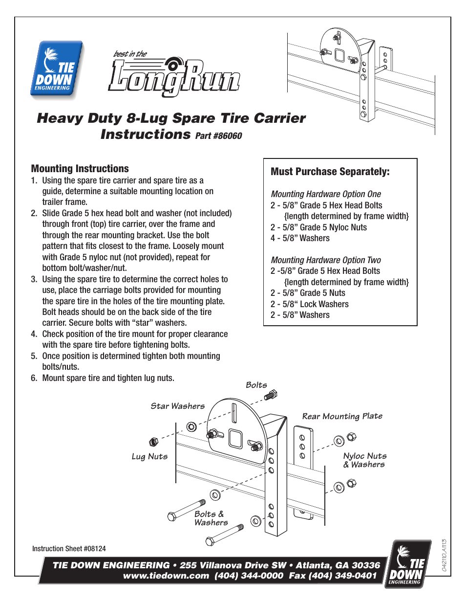 Tie Down 86060 User Manual | 1 page
