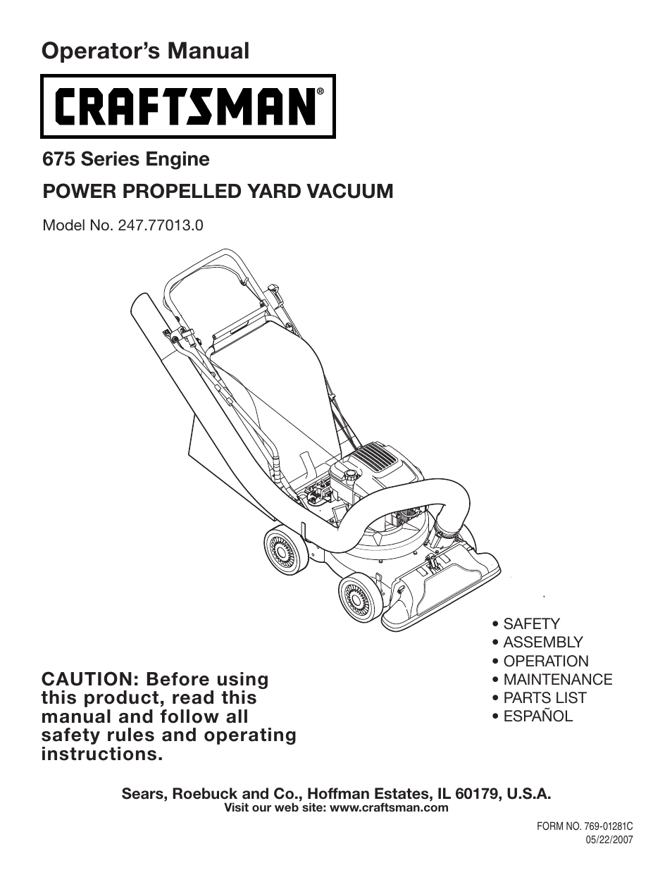 Craftsman 247.77013.0 User Manual | 60 pages