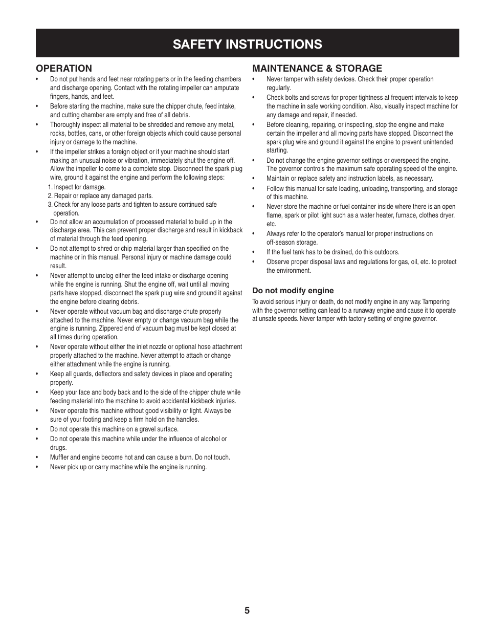 Safety instructions | Craftsman 247.77013.0 User Manual | Page 5 / 60