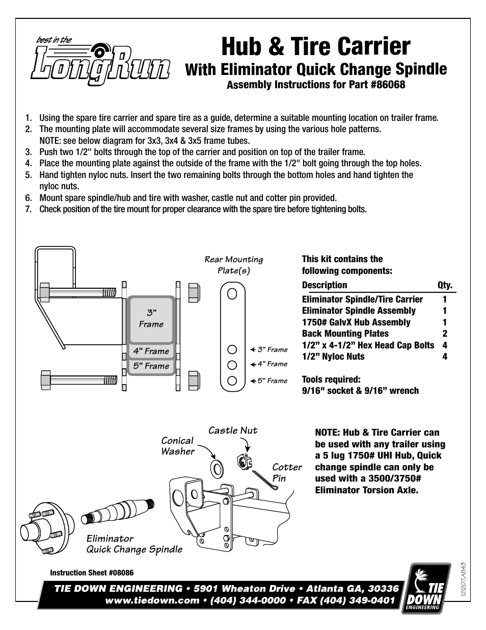 Tie Down 86068 User Manual | 2 pages
