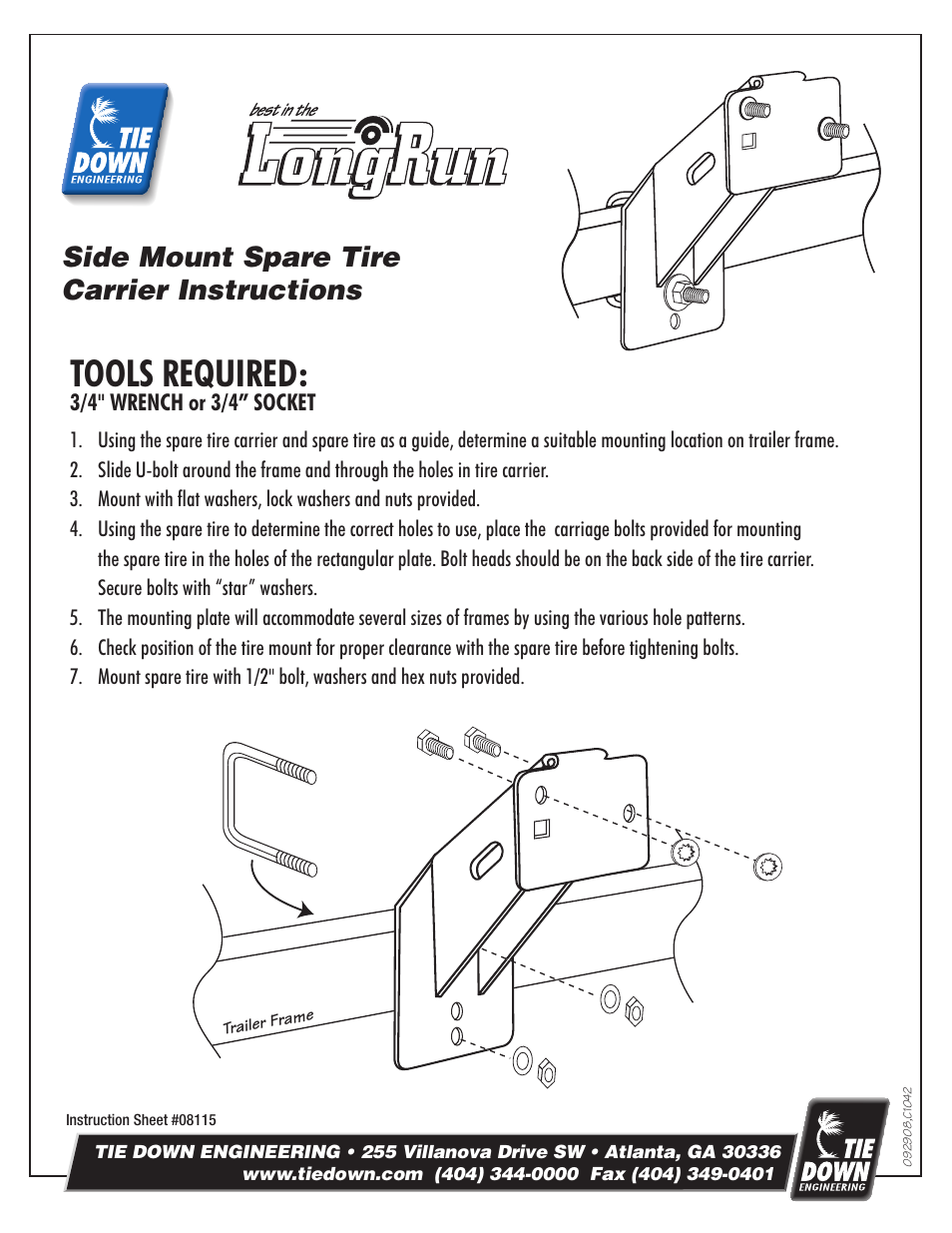 Tie Down Side Mount User Manual | 1 page