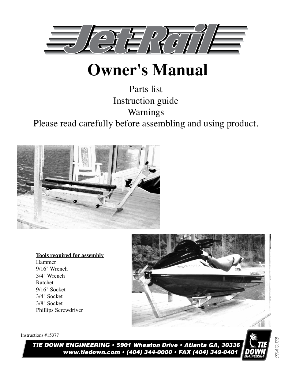 Tie Down Jet Rail User Manual | 9 pages