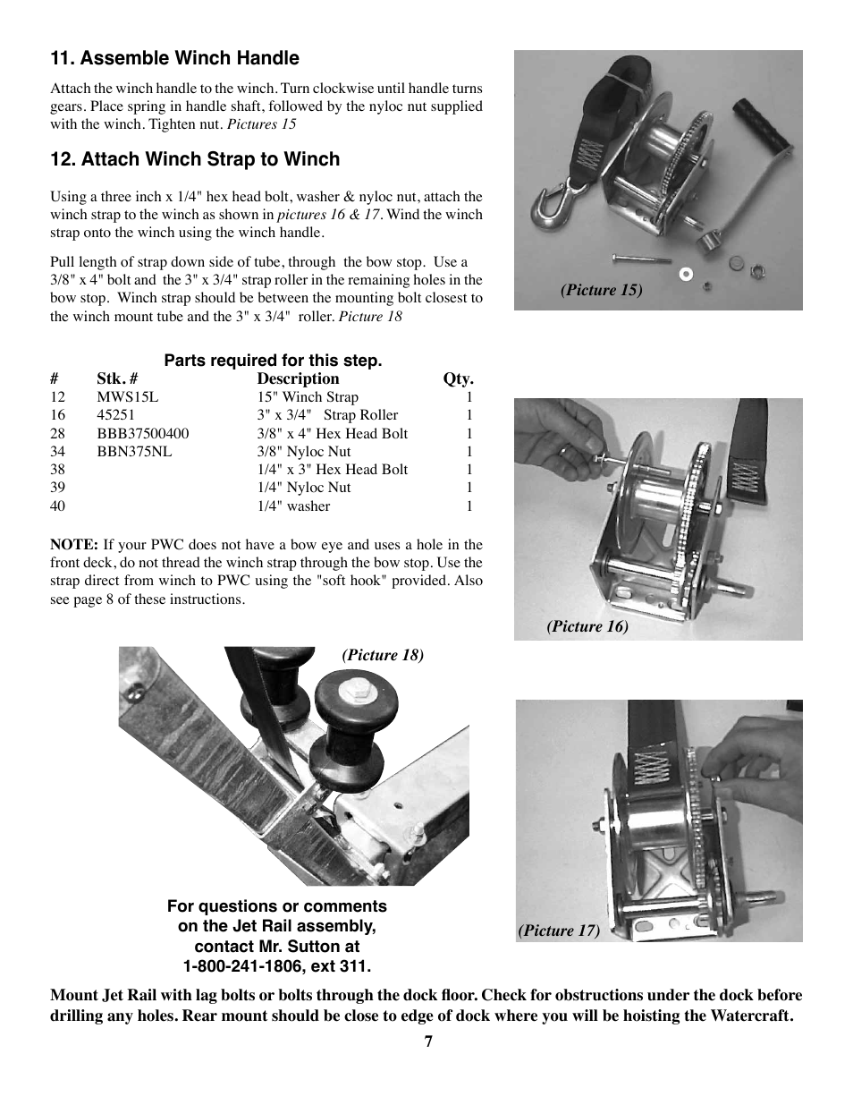 Assemble winch handle, Attach winch strap to winch | Tie Down Jet Rail User Manual | Page 7 / 9